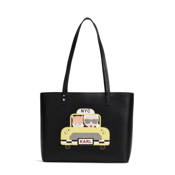 Betsey Johnson Handbags - NWT Original $230 Karl Lagerfeld Maybelle Taxi Tote Bag Black NYC Cat Kitty